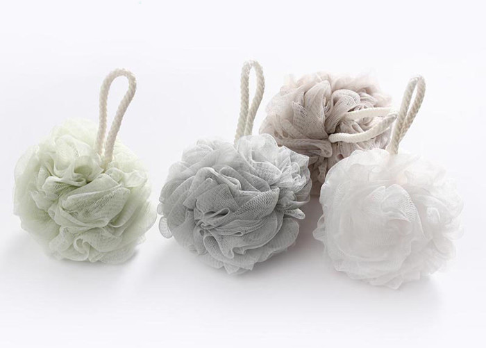Puting bath body puff sponge scrub exfoliator multicolour shower bath net plastic 4 pack green grey coffee white