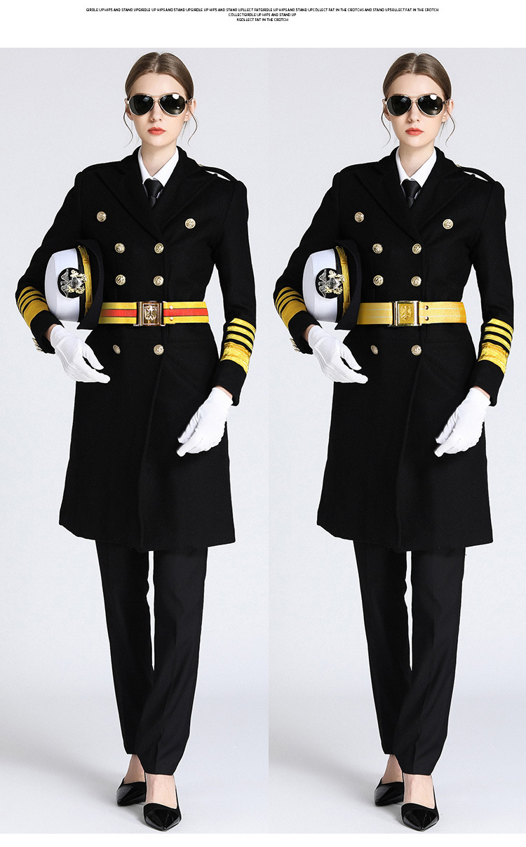Unisex Woolen Jacket Captain Long Woolen Coat Nizi British Navy Thickened Winter Clothes