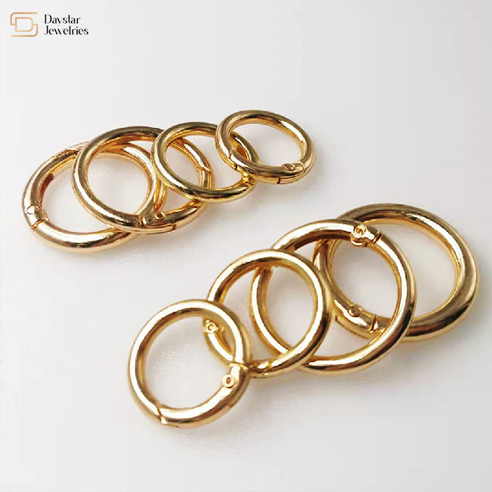 Metal Snap Hooks Clip Buckle Spring O Rings For Keychains Bag Purse Handbag