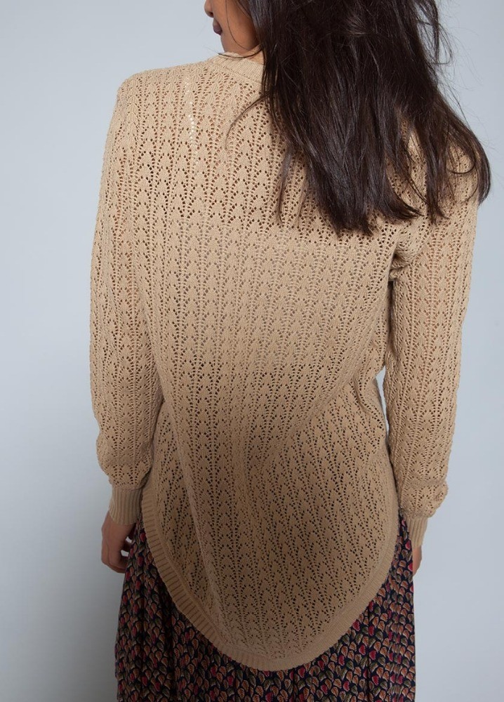 WOMEN'S 100% COTTON POINTELLE KNITTED SWEATER