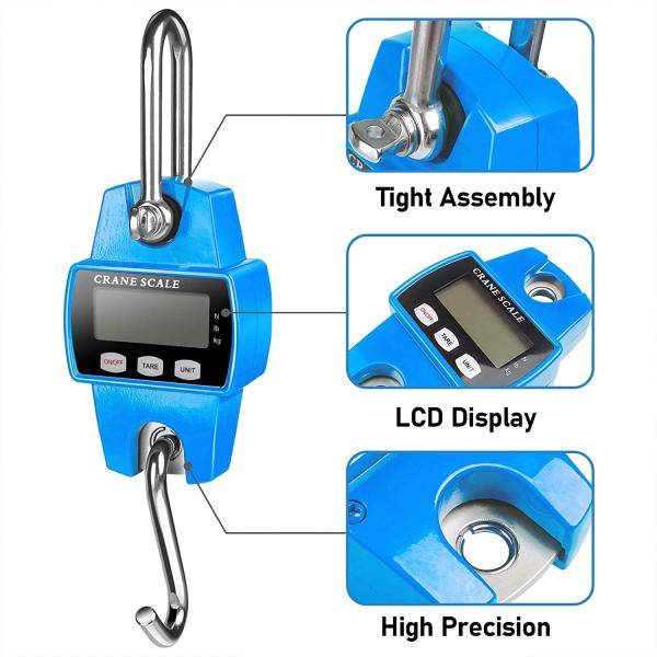 OCS-L Mini Digital Crane Scale Industrial Hook Weighing Scale High Accuracy Digital Load Cell 3*AAA Dry Battery Steel OEM 300KG