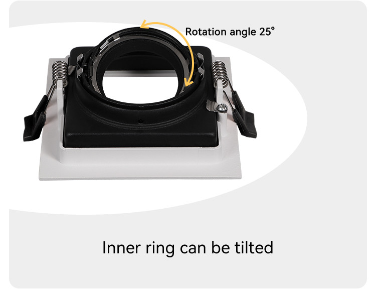 Anti-Glare GU10 MR16 Commercial Adjustable Recessed Spotlight Downlight Frame