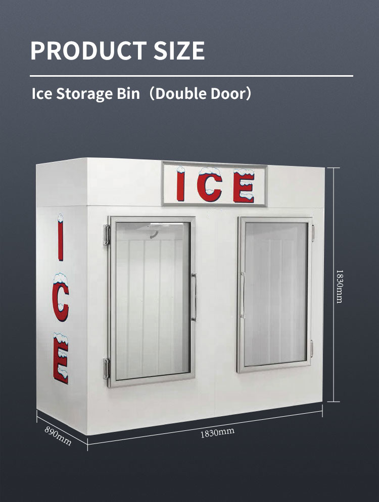 R404a Outdoor Ice Merchandiser Display Air Cooling Ice Cream Merchandiser