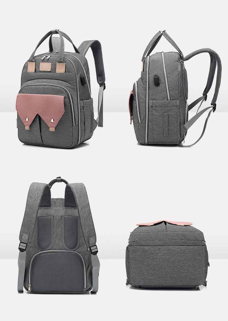 Large Capacity Mom Baby Bag Multi-function Waterproof Outdoor Travel Diaper Bag With USB Charging For Baby Care