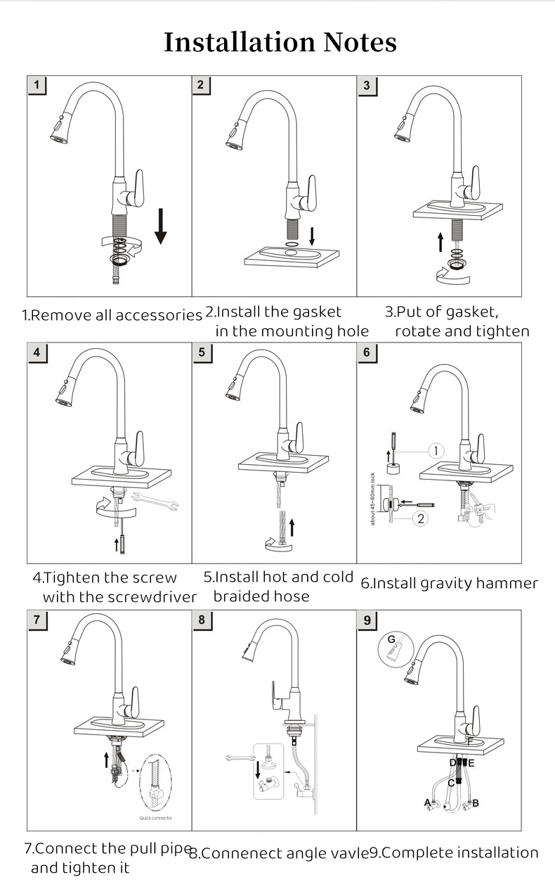 Flexible Hoses For Modern Design Single Handle Pull-Out Kitchen Faucet And Sink Tap