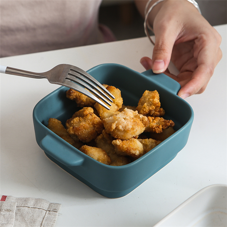 Customized Small Square Ceramic Baking Dish For Home Restaurant