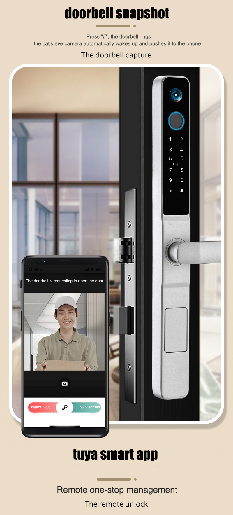 High Security S617MAX Tuya Wifi Peephole Smart Lock with Camera Password Fingerprint Password