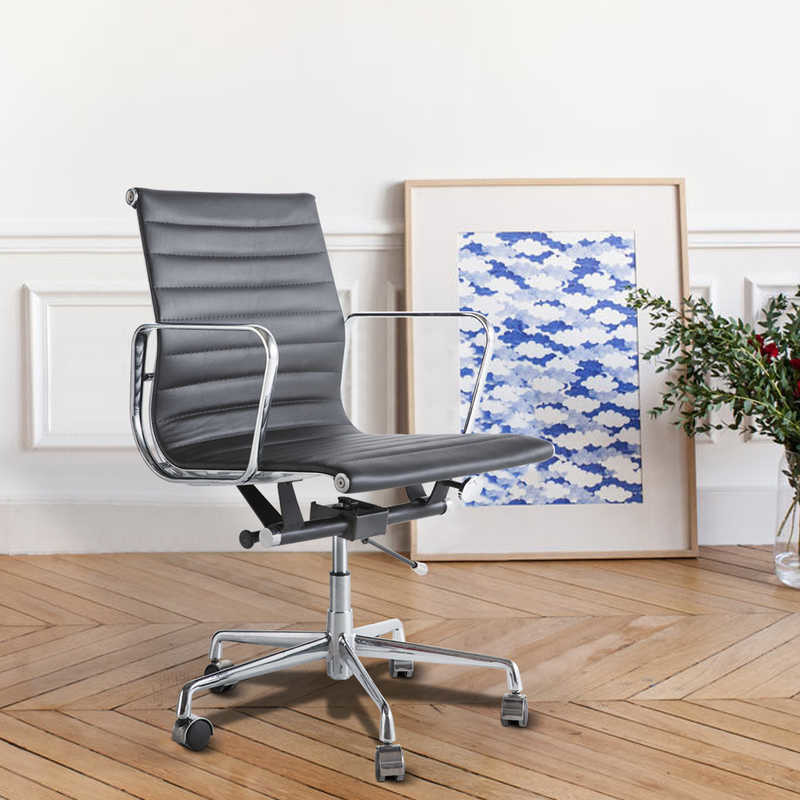 Black PU Leather W20.86" Tomile Living Room Office Chair Soft Sponge Material