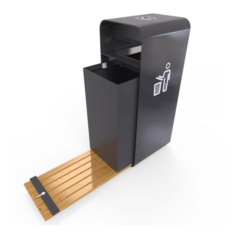 ISO9001 Certificate Street Square 50L Outdoor Wooden Trash Can