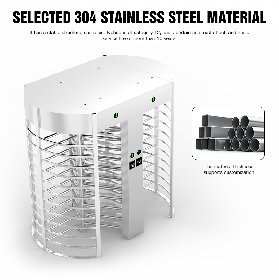 Automatic Systems SS316 Full Body Turnstile Single Access 600mm Fence Length