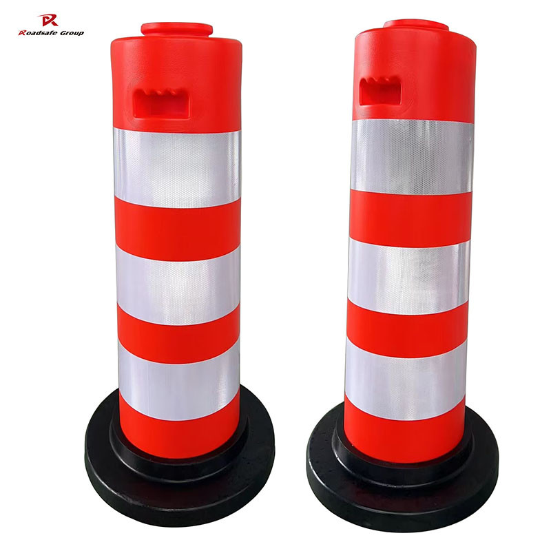 Heavy duty 13KG 1100*300*560mm orange reflective PE traffic barrels for road construction