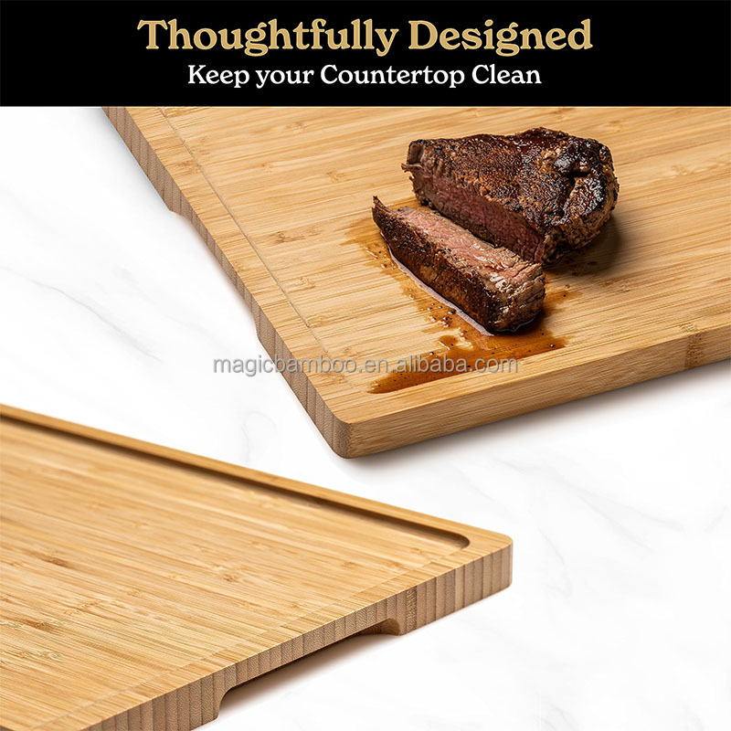 Large End Grain Bamboo Cutting Board with Juice Groove and Customized Logo