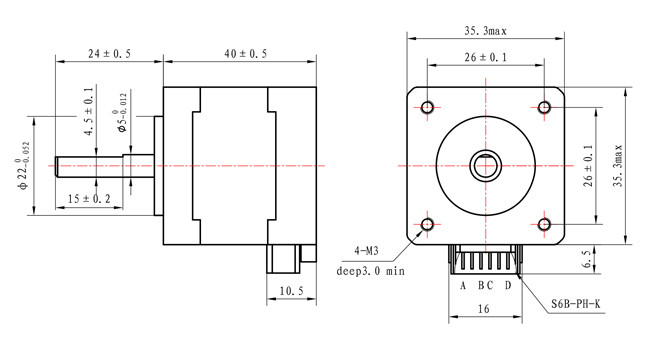 Robot 200mNm NEMA 14 Stepper Motor 35x35x40mm Bipolar 1.8 Deg