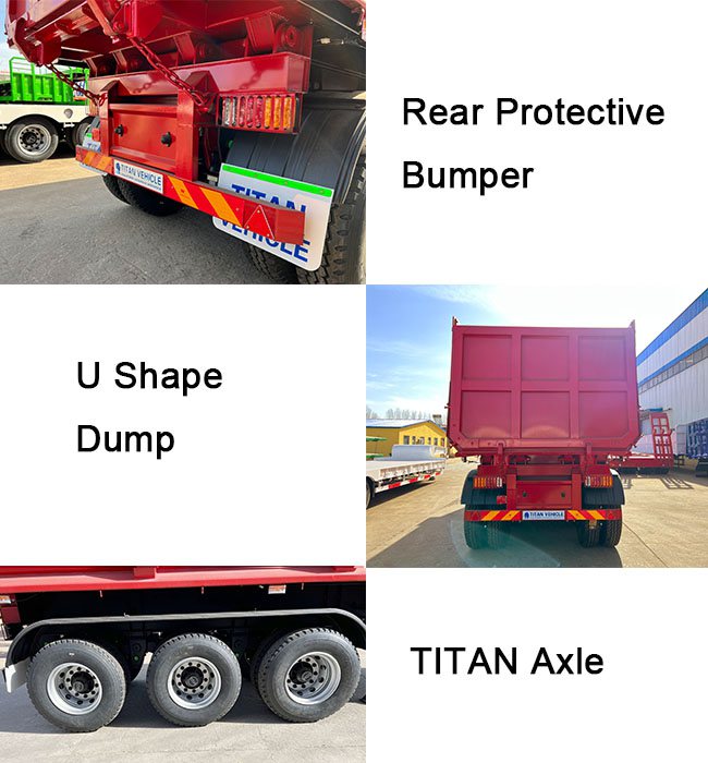 TITAN 35CBM Best 3 Axle End Dump Trailer for Sale