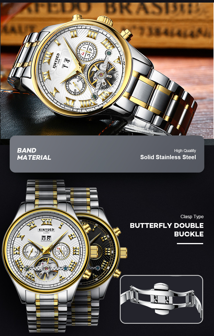 Hardlex Glass Automatic Tourbillon Watch High Hardness Stable Performance