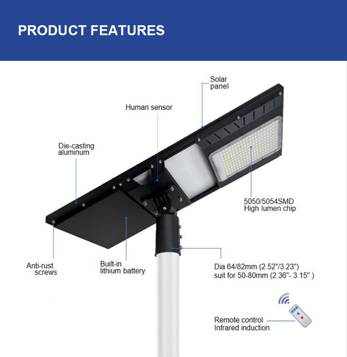 100w 120w 150w AIO Solar Street Light Solar Smart Street Light Self Cleaning