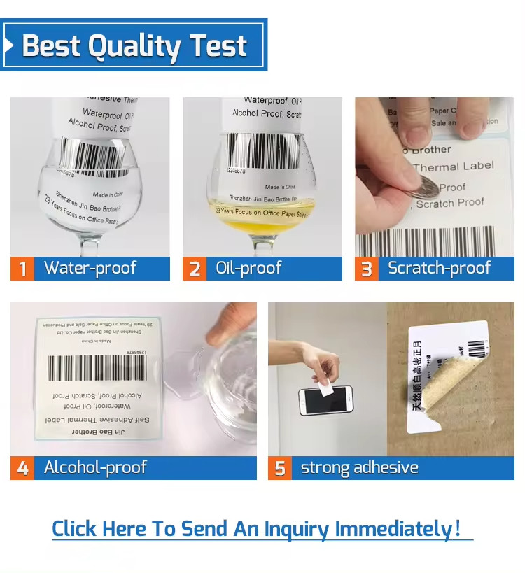 Adhesive Custom Direct Thermal Labels Shipping Printer Barcode Labels Roll