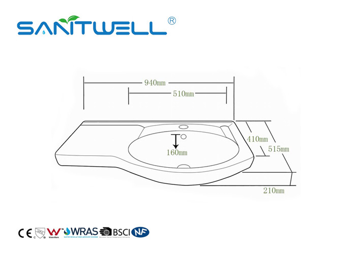 White Rectangular Shape Counter Top Wash Basin Bathroom Wash Basin For Hand Clean