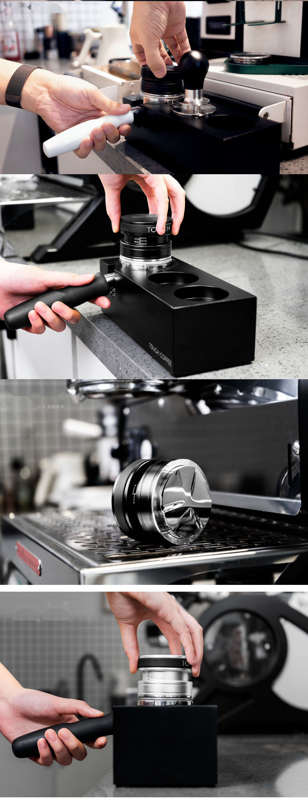 58mm Professional Barista Tool Self-Leveling Gravity Design Tamper with Wooden Handle