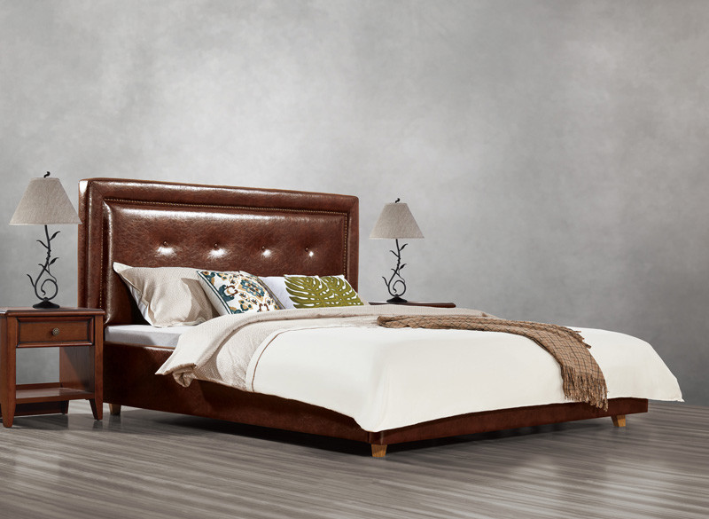 Fabric Upholster padad Headboard Queen Bed Leisure Bedroom Furniture in American design Apartment Bedroom interior fit