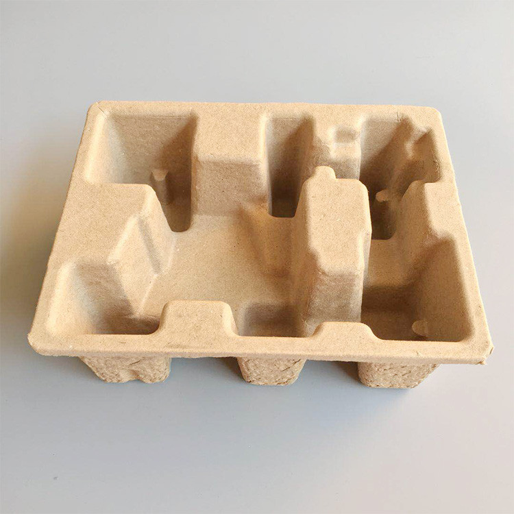 Biodegradable Brown Recycled Paper Fiber Molded Pulp Tray Package For Electronic
