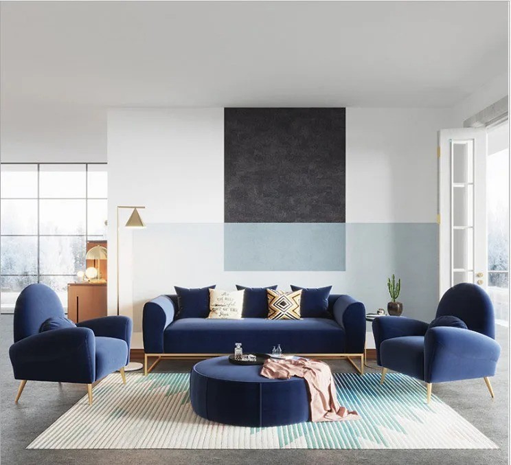 Colorful Velvet Texture Hotel Room Sofa Unique Touch
