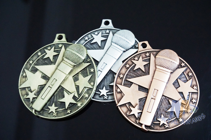 Die Casting Custom Metal Engraved Music Medals, 3D Design With Gold Silver Copper Plating
