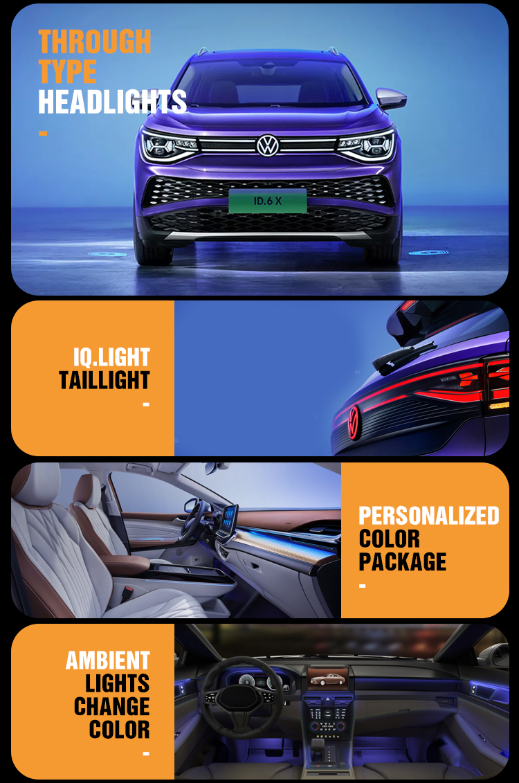 Small Electric Vehicle Vw ID6 2023 EV RHD Car with 7-Seater Electric SUV and Ternary Lithium Battery in White Exterior