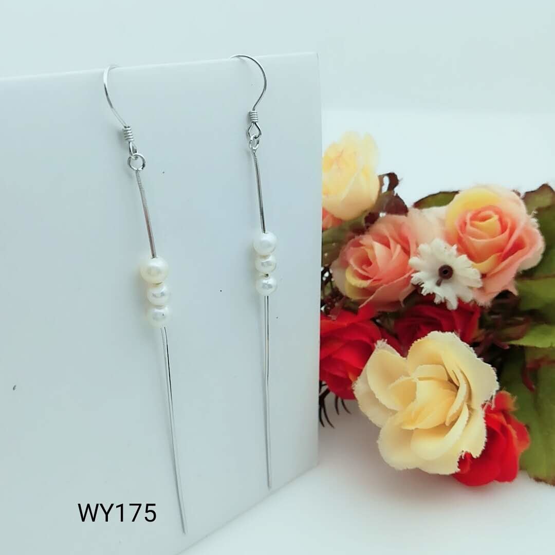 2018 New latest design of pearl earrings fashion pearl earrings silver tassel earrings WD119