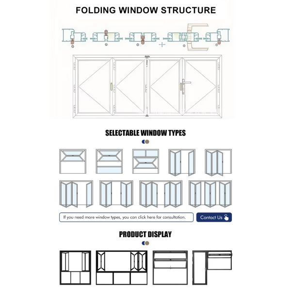 Modern Thermal Break Aluminum Alloy Stainless Steel Folding Window & Door with Soundproof UV Protection Waterproof Kitchen Use
