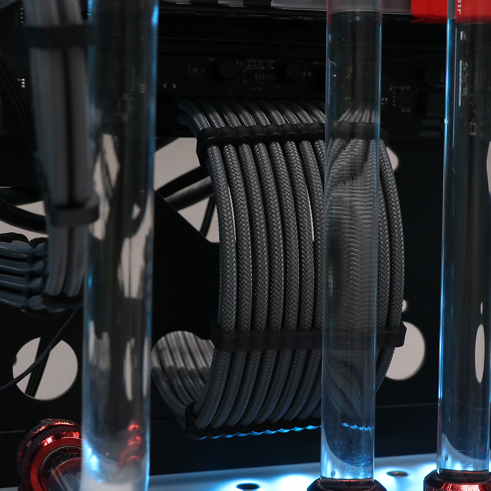Hot Selling Arc Cable Cotton Sleeved Computer PC ATX Used Male to Female Stripped Curved Extension Cord 300mm
