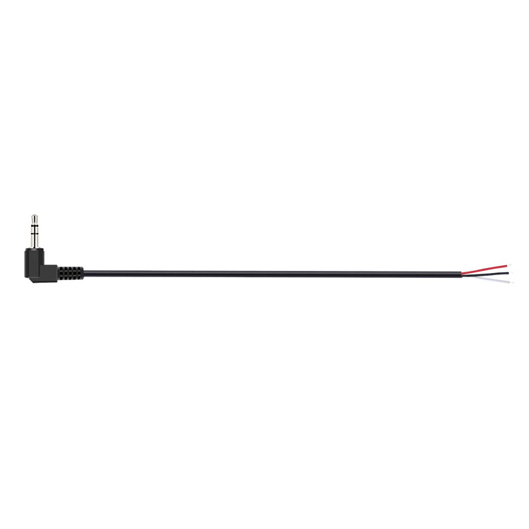 90 Degree Right Angle 3 Poles TRS 3.5mm Stereo Audio Jack to Stripped Pigtail Tinned Bare Wire End Cable