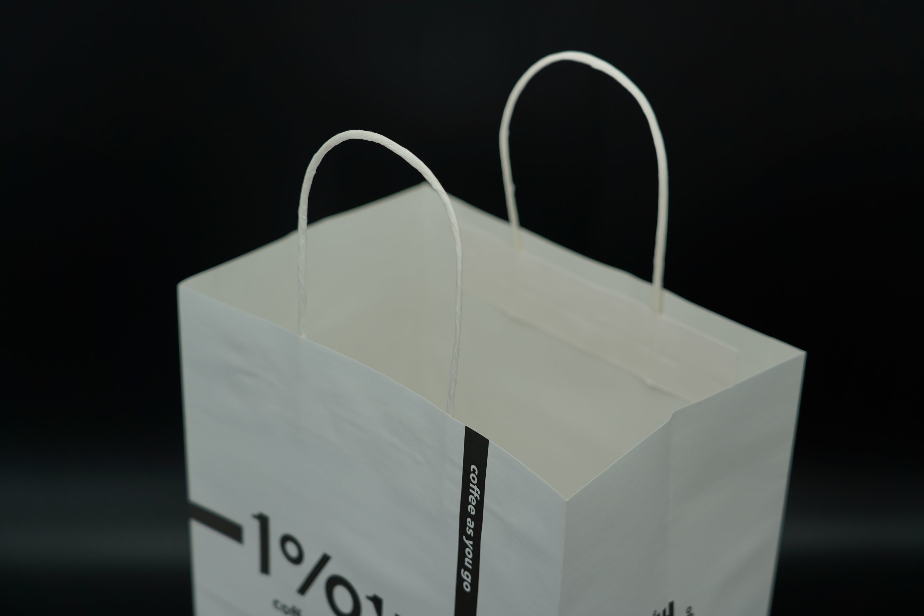 Printing White Eco Paper Bags With Handles Twisted Oversized Bottom