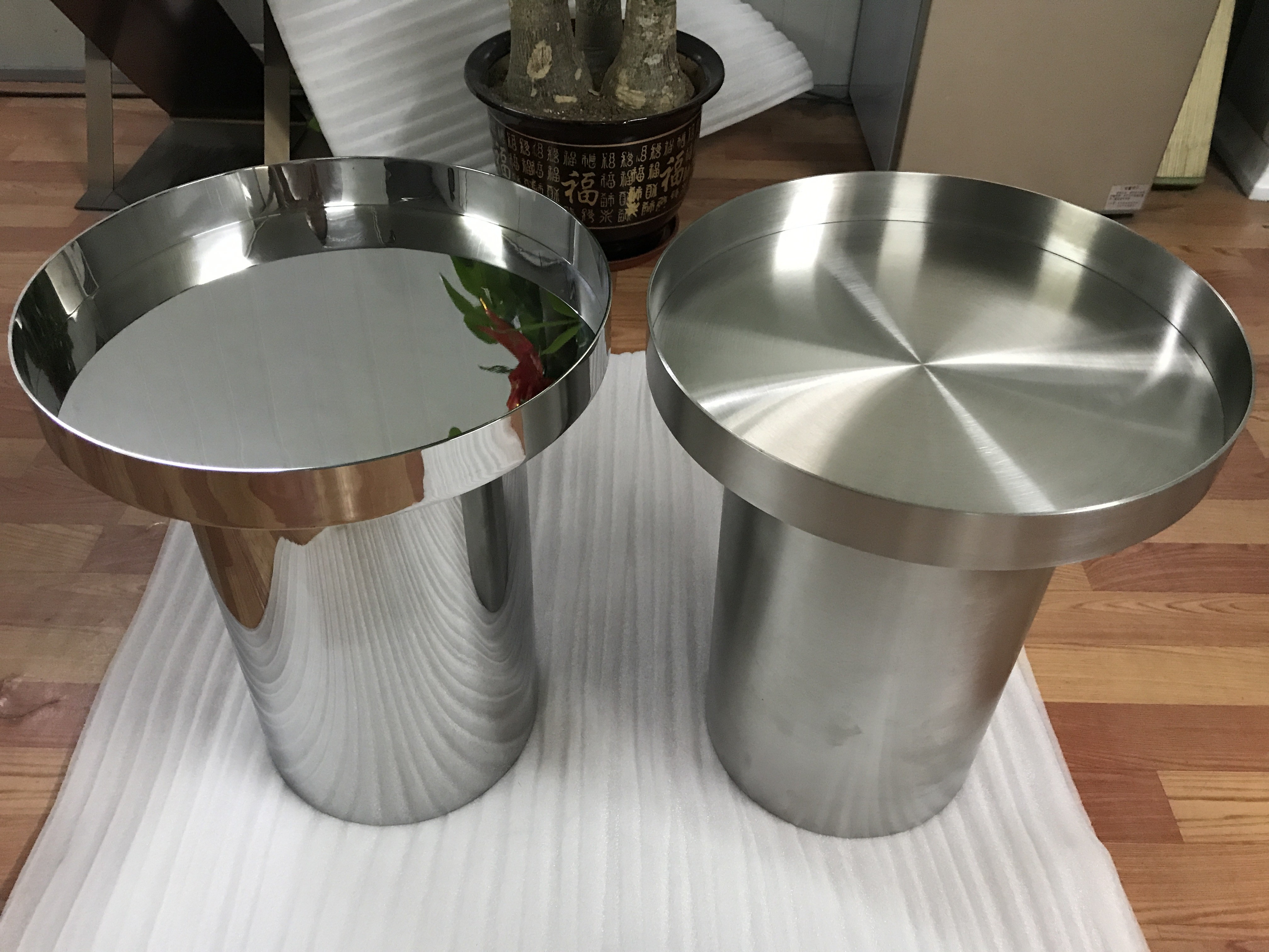 modern furniture brushed stainless steel metal coffee table and chairs for restaurant