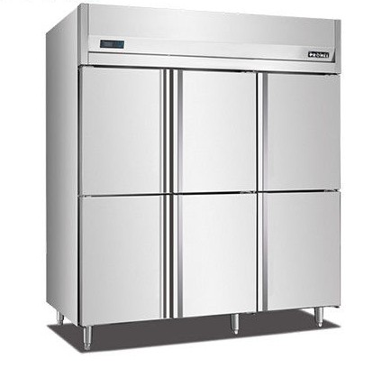 6 Door Upright Coolers Refrigerators Air Cooling Single Temperature Digital Thermostat