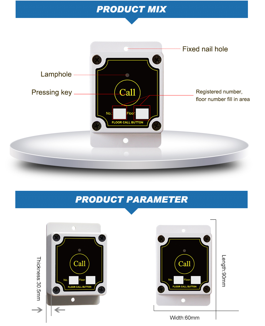 Wireless long range waterproof one key push call button exclusive for construction site