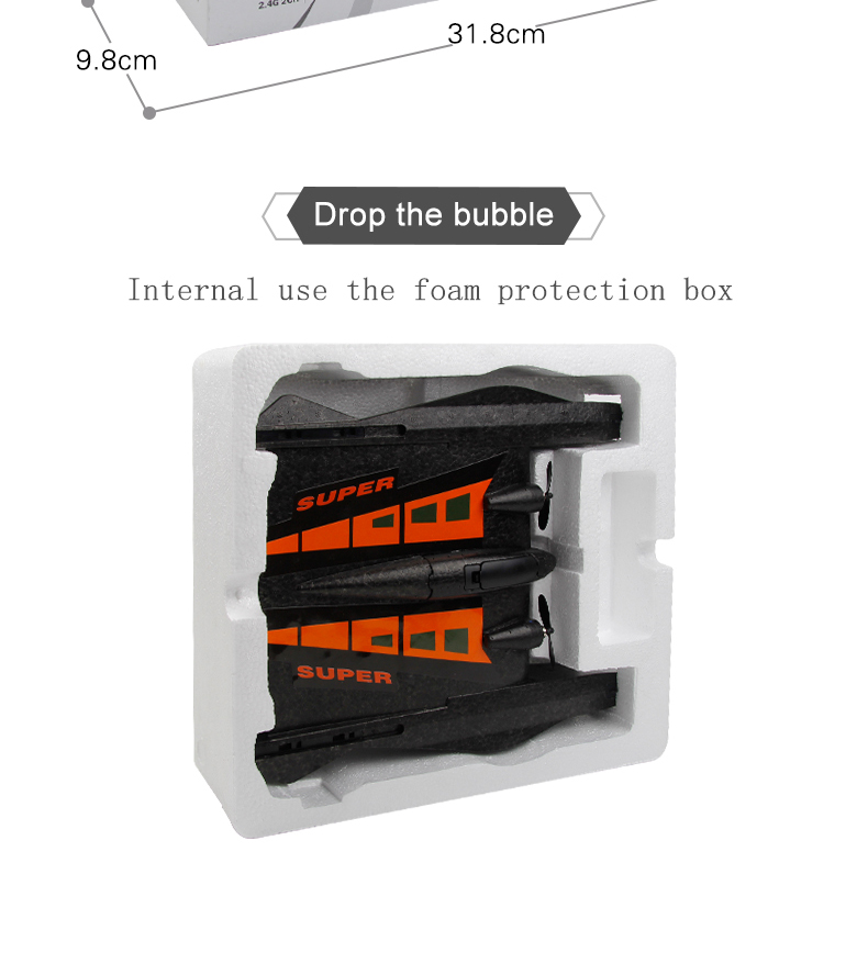 Durable and State of Assembly Toys Outdoor Rc Plane Remote Control Airplane 2.4ghz 2 Channels Rc Airship Black Foam Flying Toy