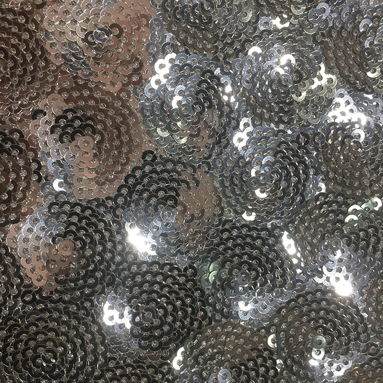 Hot Foil Stamping Double Sided Sequin Fabric Bulk Flocked Lightweight