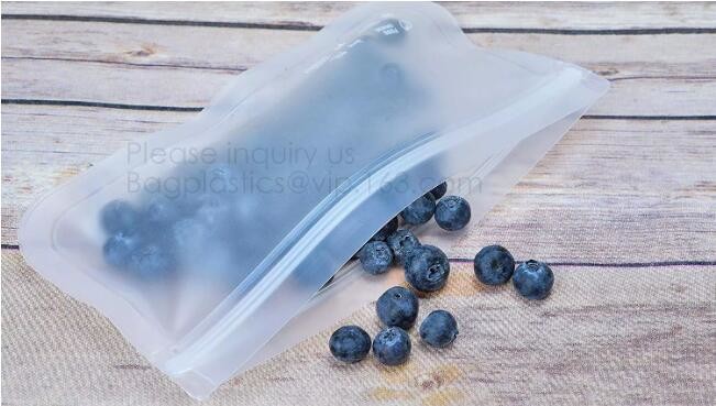 Kitchen Reusable Storage Silicone Food Fresh Bag with free hand baggy rack,preservation food fresh vacuum storage bag wa
