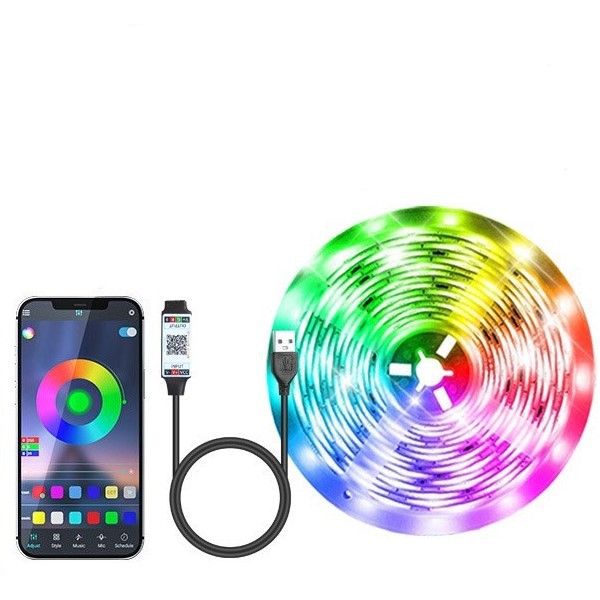Support Dimmer Yes 5m RGB Strip Light Set With 24keys Bluetooth 5V RGB SMD 5050 LED