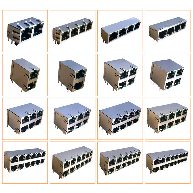 rj11 6p2c 2 PORTS connector jack modular right angel through hole unshielded