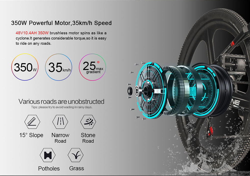 Samebike 26 Inch Folding Electric Bike LO26 With 10.4Ah Lithium Battery