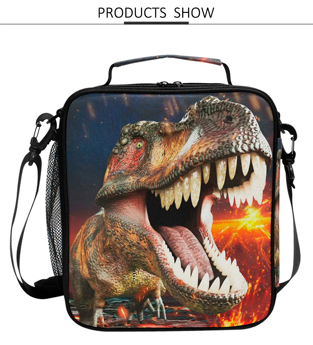 Zippered 3D Dinosaur Insulated Lunch Cooler Bags