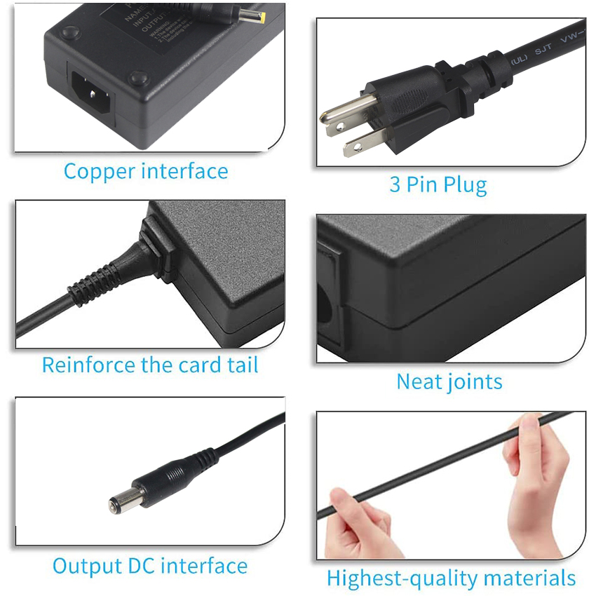 DC48V 3500mA 5.5*2.1mm Desktop Power Supply Adapter With Angle DC Plug