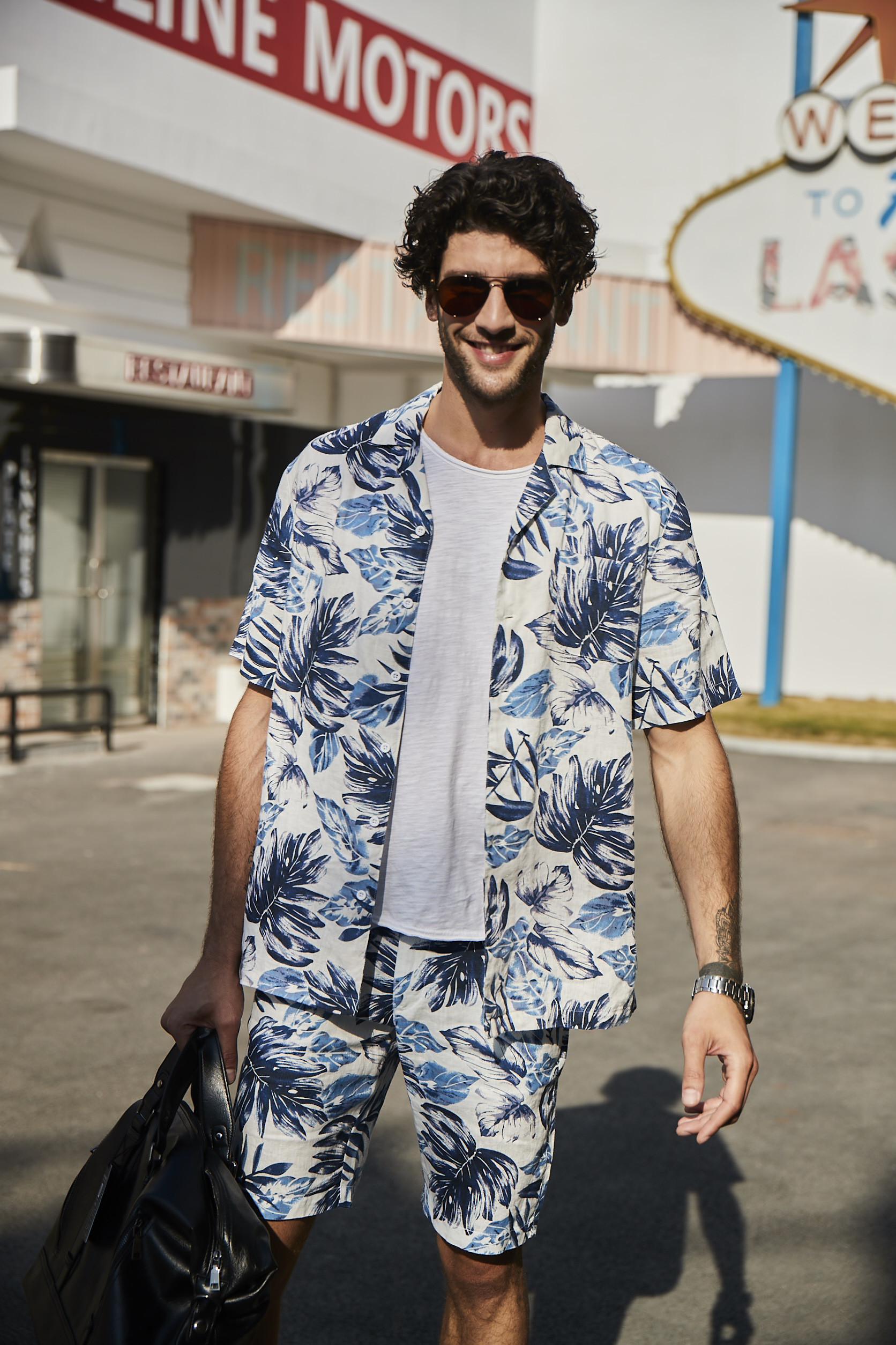 100% Linen Custom Hawaiian Shirts Blue Coolness Tropical Button Up Shirt