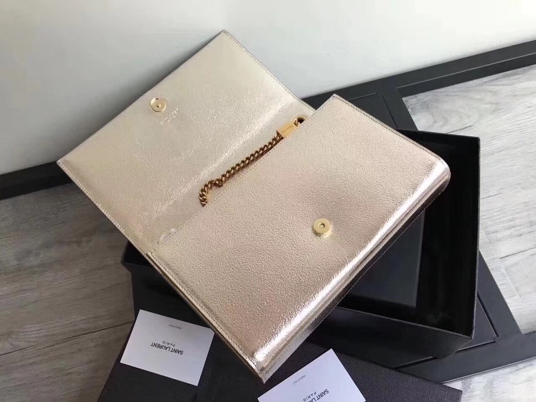 Adjustable Straps Polyester Saint Laurent YSL Woc Bag With Zipper Closure Silver
