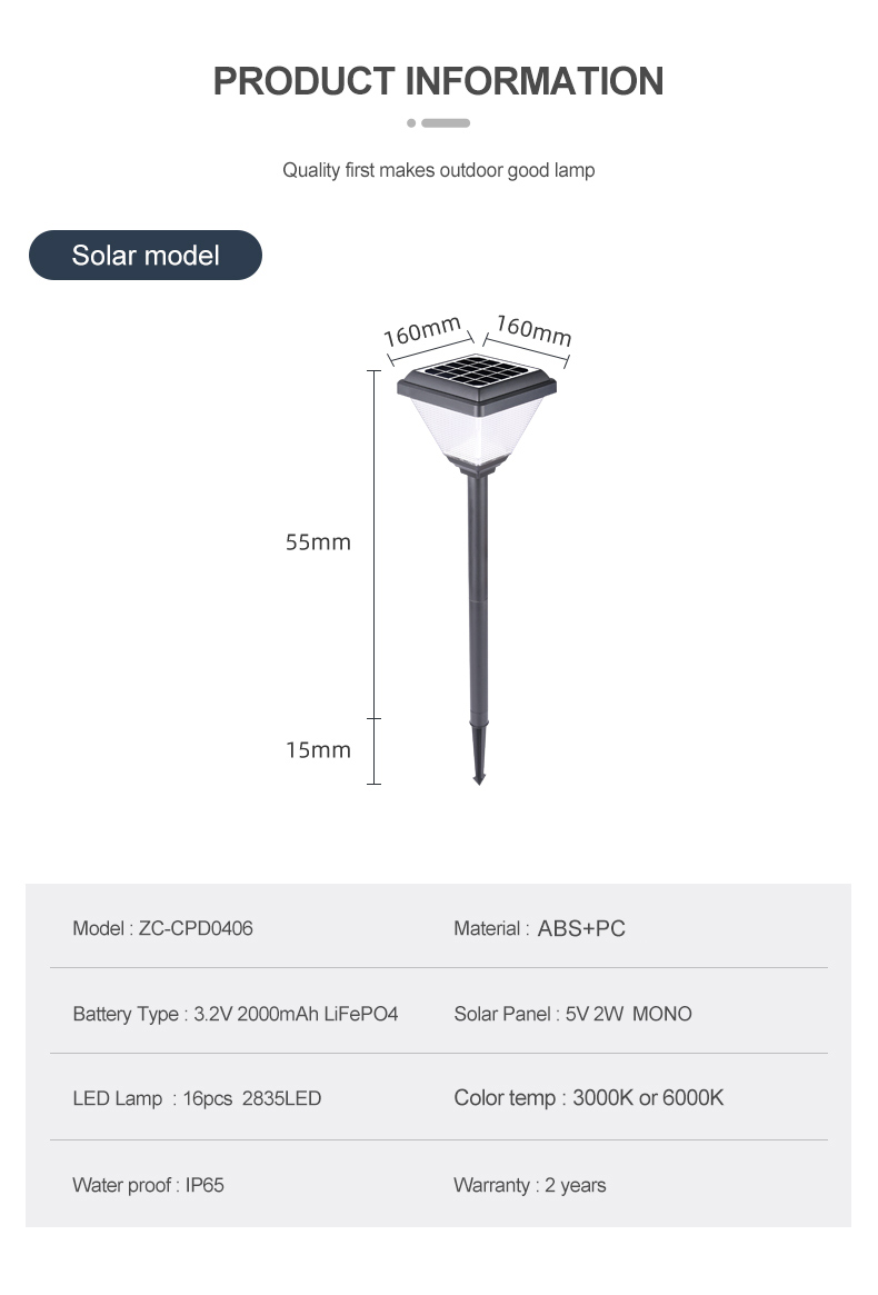 Light Control Stomproofing Pathway Ground Lightting Outdoor Solar LED Landscape Light