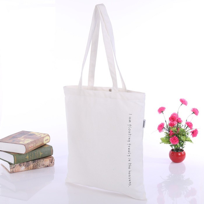 Draw String Reusable Cotton Canvas Tote Bag For Women Shopping