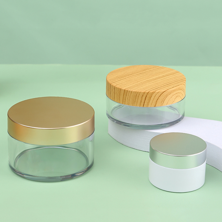 OEM ODM Clear Double Wall Plastic Jars with Lids 4 oz Black Lids Clear Pet 8 oz Plastic Cosmetic Jars Cream Set 150g 200g 300g