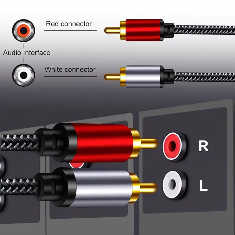 Copper Hi-Fi Dual Shielded OFC 2RCA Male To 2RCA Male Stereo Subwoofer Speaker Amplifier Audio Cable M/M